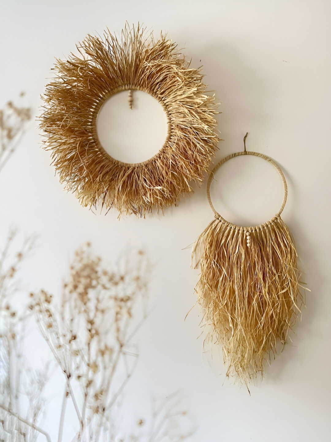 Alaaya Decor Raffia Jute Hanging Hall 2Pcs Tapestries & Macrame-19.7In