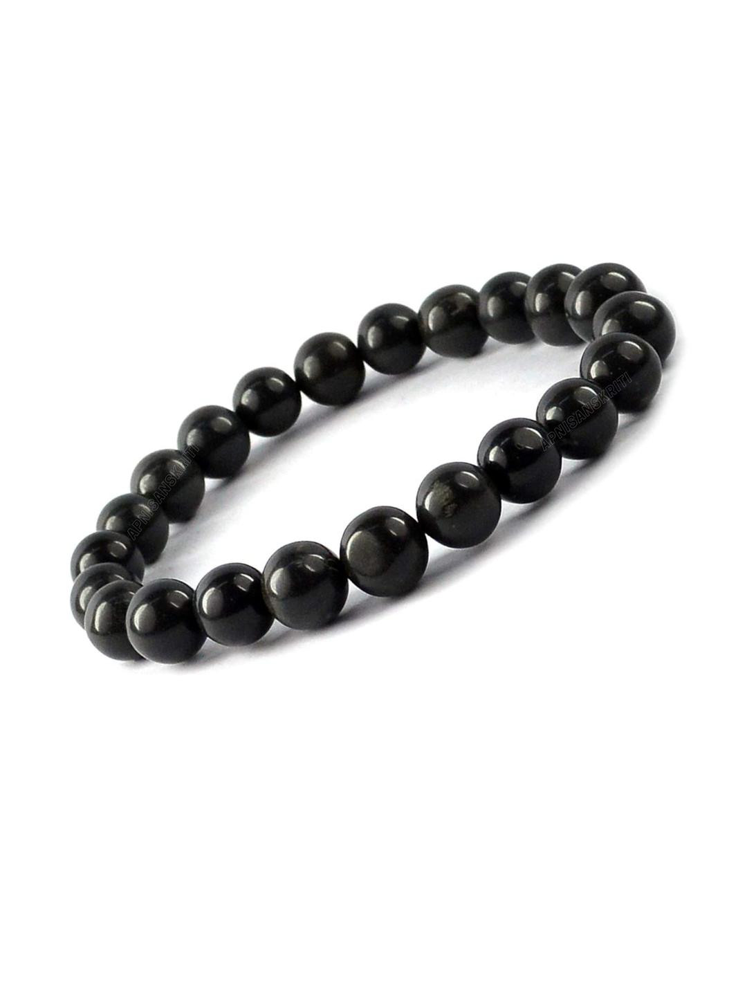 Apnisanskriti Unisex Black Obsidian Healing Stone Bracelet
