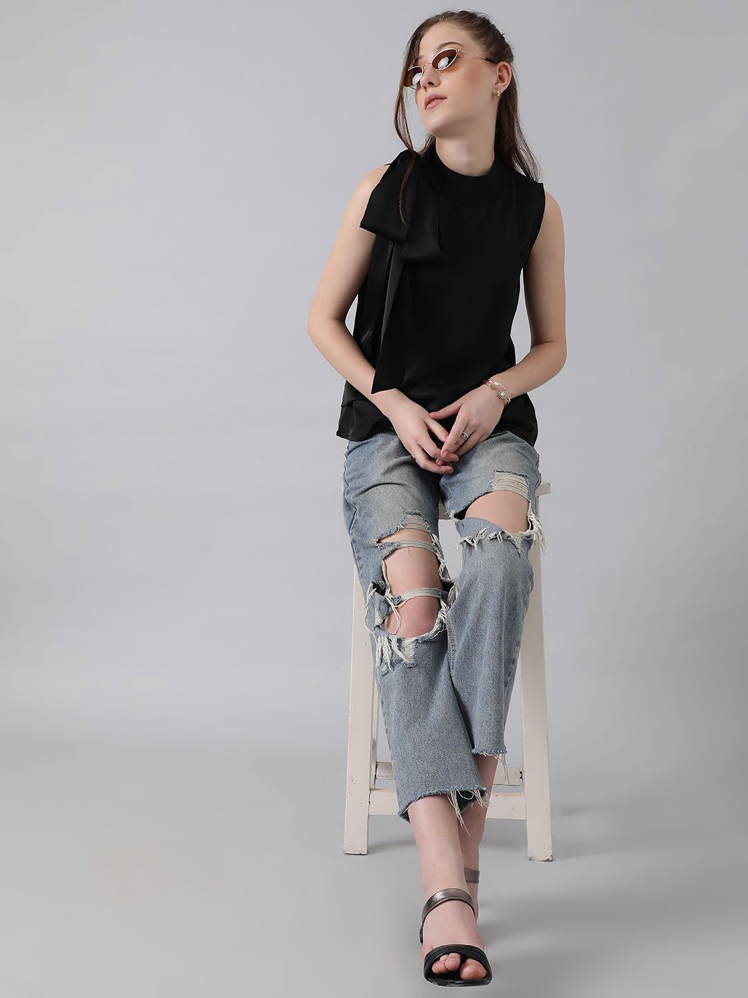 Stylecast X Kotty Women Satin High Neck Top