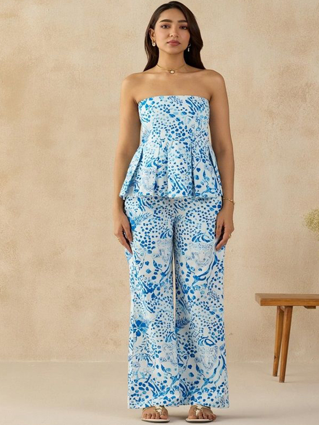 SIL SILA Women Blue Naples Top With Trousers Co-Ords