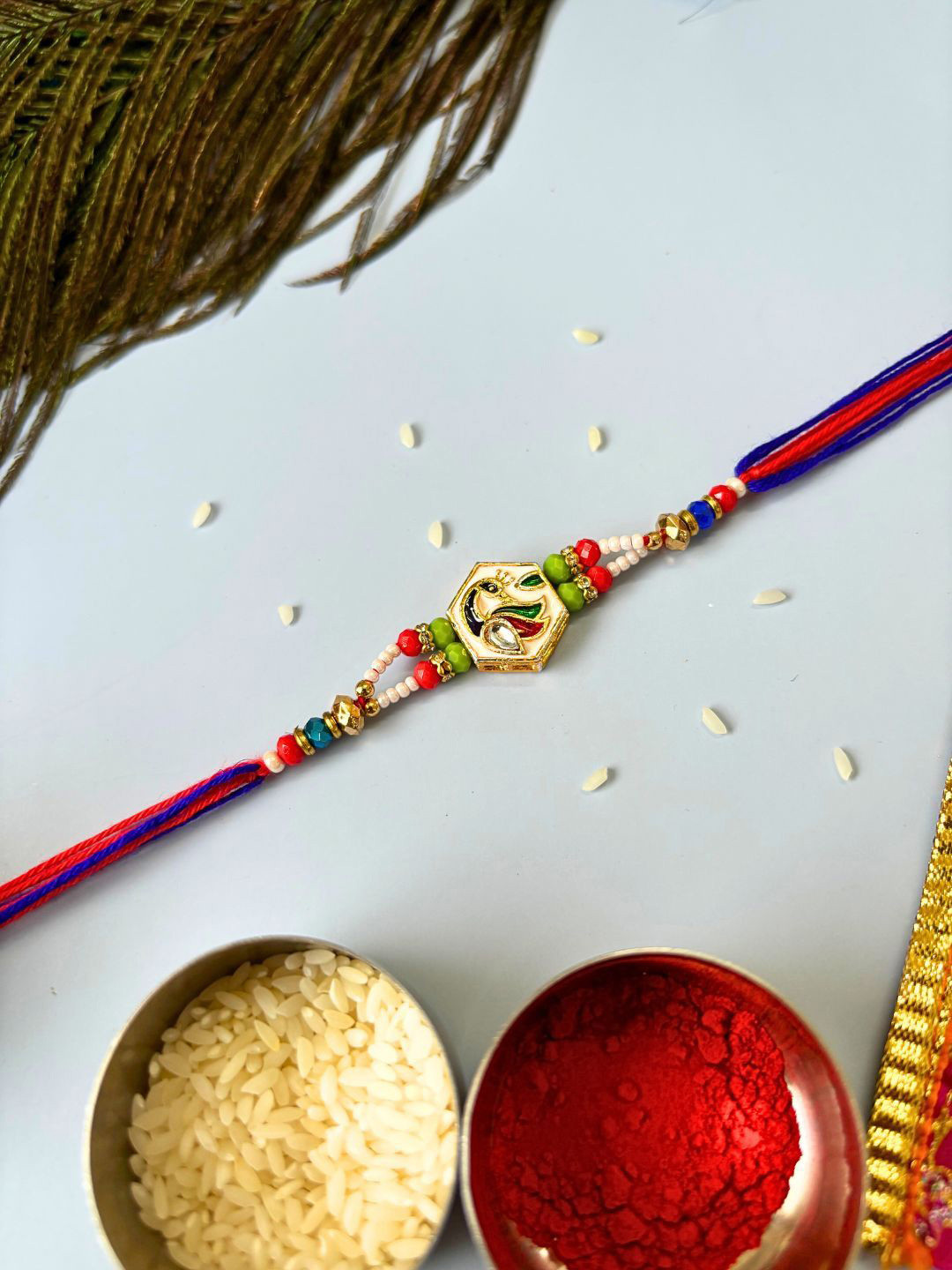 House of Pataudi Kundan Beaded Thread Rakhi