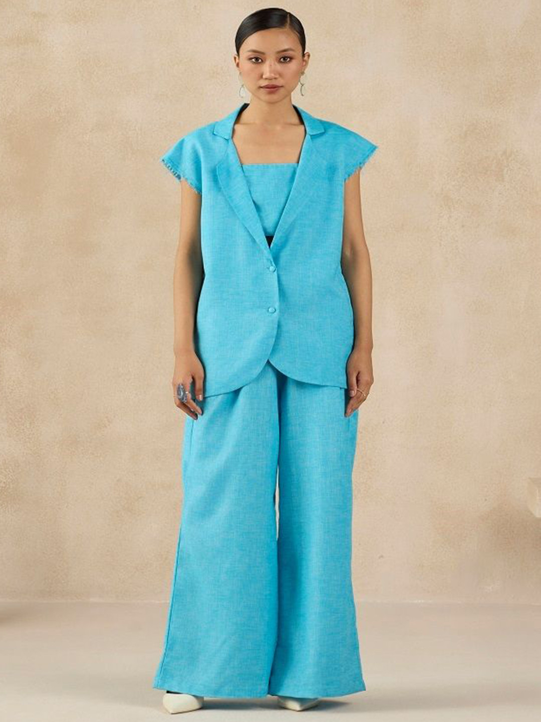 SIL SILA Women Blue Bombay Blazer With Palazzo Co-Ords