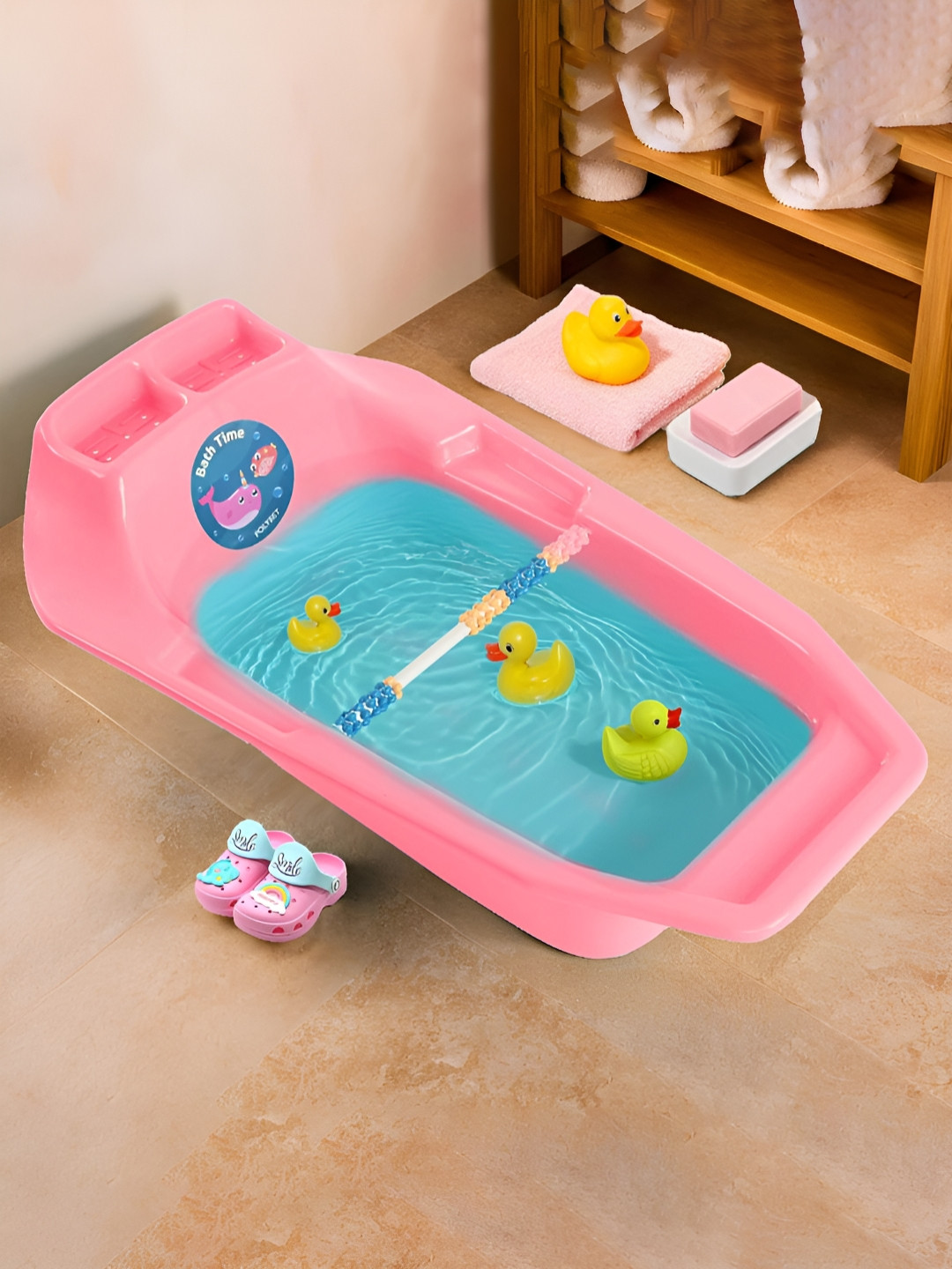 Aura Pink Plastic Bath Tub - 25 Litres