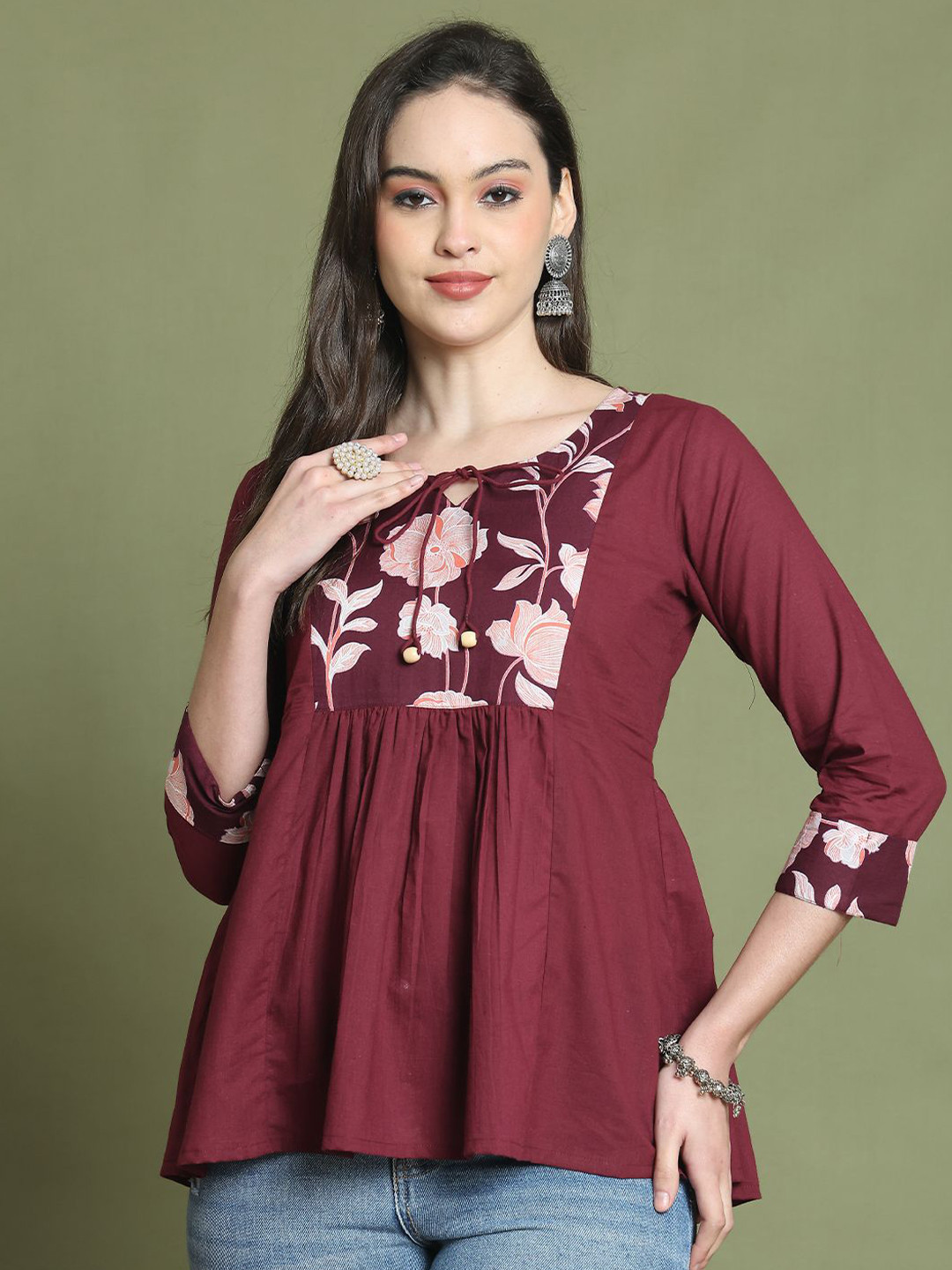 Merira Women Floral Print Pure Cotton Tunic