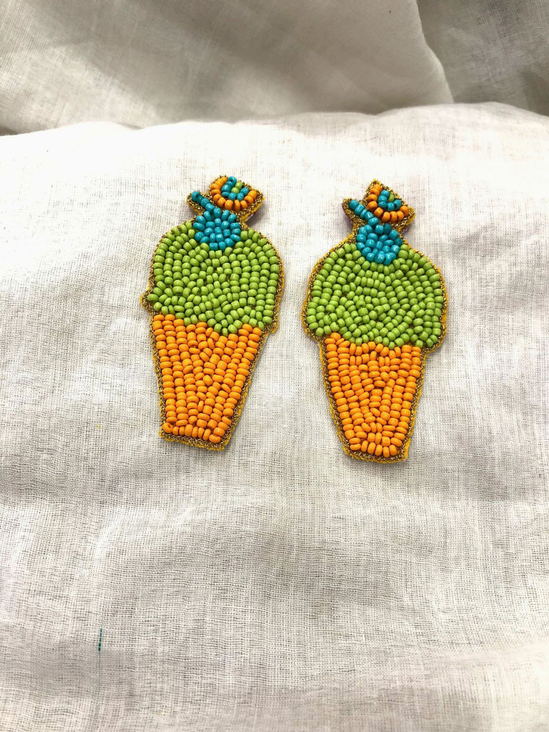 PALASH Ice Cream Styled Artificial Beads Beaded Quirky Shaped Drop Earrings