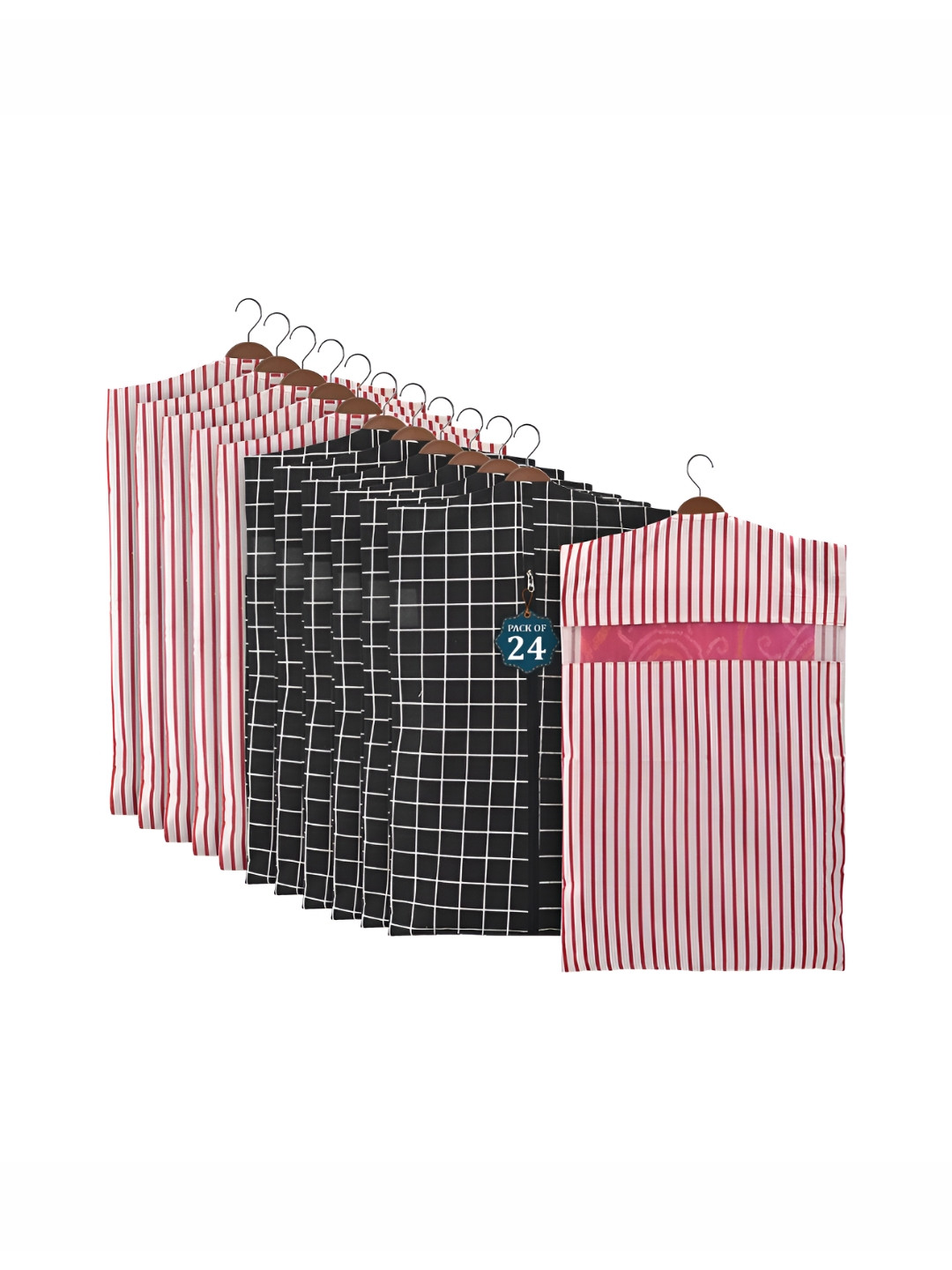 Aura Black 24 Pcs Mesh Window Cotton Single Saree Cover & Storage Multi-Utility Organisers