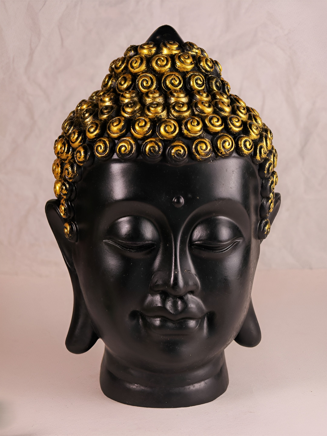 Art Street Buddha Head Black Polyresin Glossy Living Room Medium Showpiece - 6.7 Inches