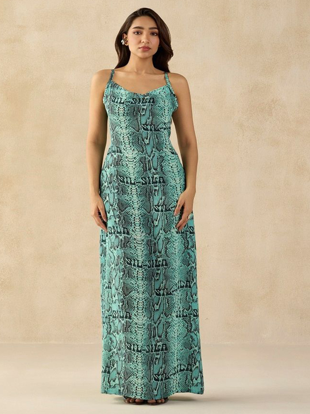 SIL SILA Women Printed  Shoulder Straps Gown Mauritius Dress