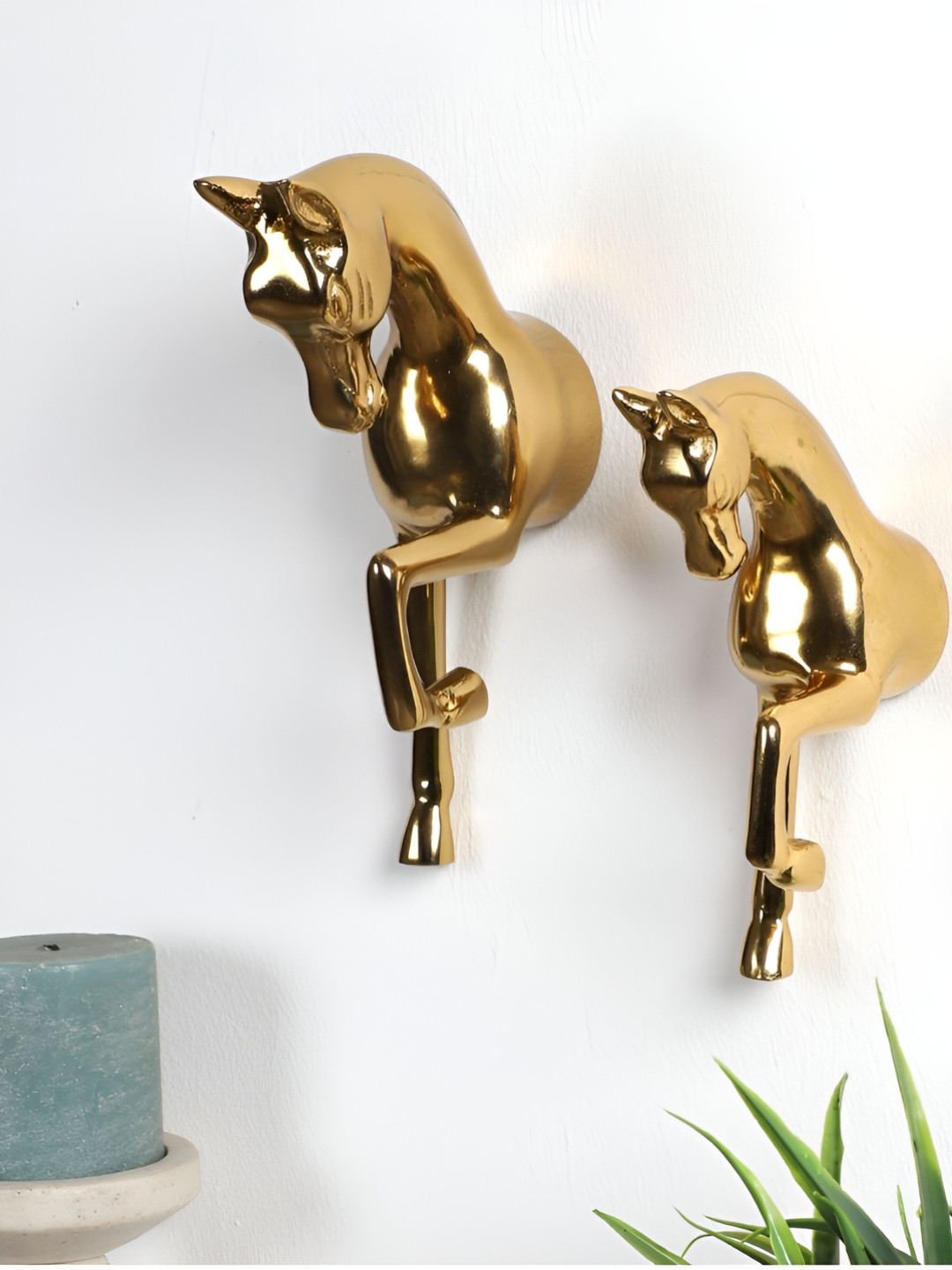 Amaya Decors Running Horses Aluminium Glossy Hanging Hall 2Pcs Wall Hangings-8In
