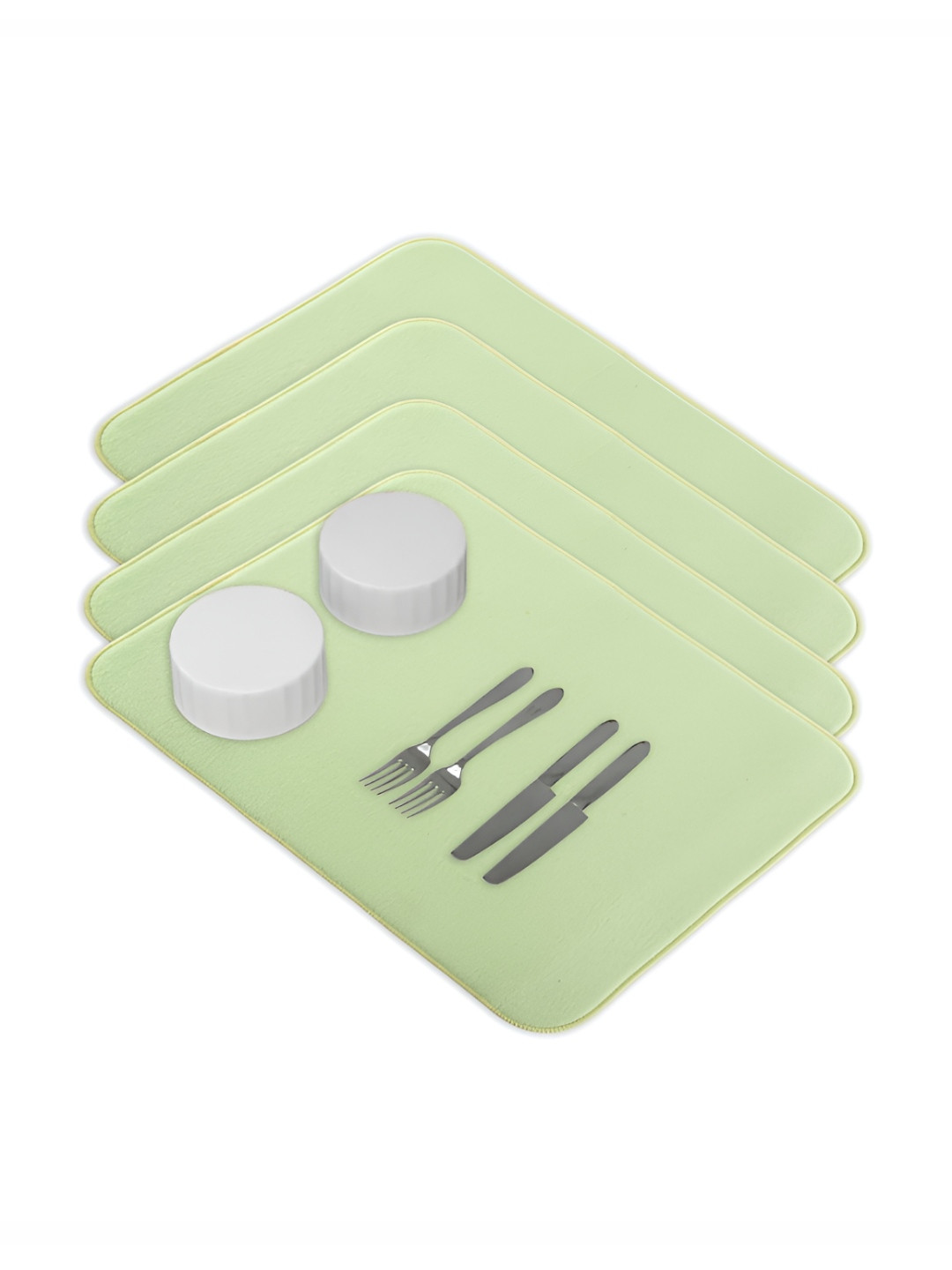 Aura 4-Pcs Green Floor Microfiber Crockery Dish Drying Kitchen Mats