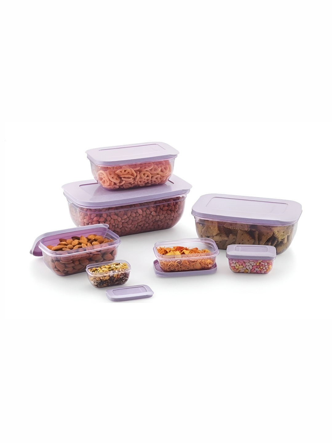 Matvizo Blue Plastic Dishwasher Safe 7 Piece Flip Top Fridge Container