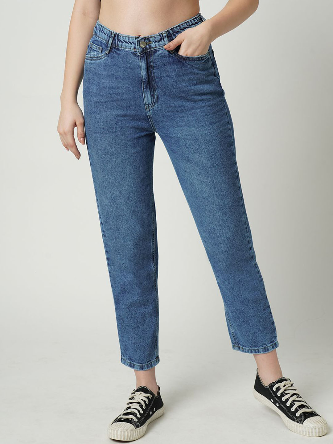 Kraus Jeans Women Whiskers and Chevrons High-Rise  Jeans