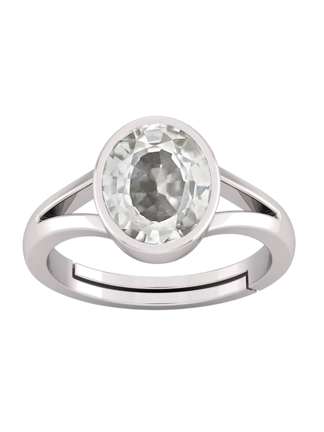 RSPR 7.25 Ratti 6.60 Carat Sapphire Safed Pukhraj Stone Adjustable Gemstone Ring