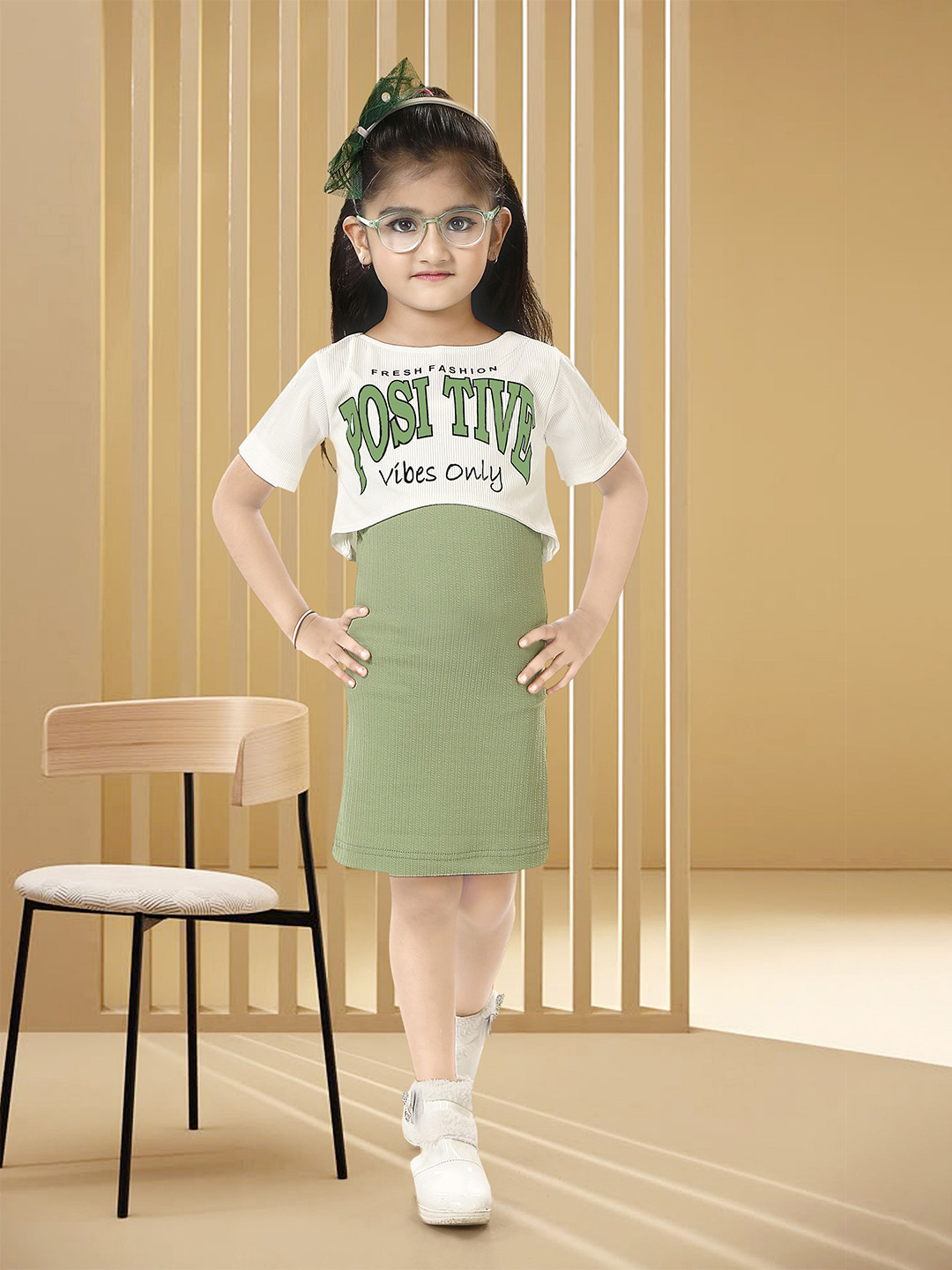 Miss & Chief Girls  Alphanumeri Print Sheath Knee Length Dress