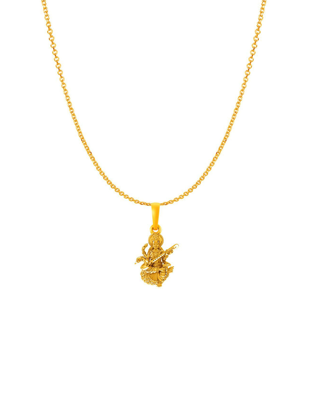 AKSHAT SAPPHIRE 92.5 Sterling Silver Gold-Plated Contemporary Saraswat Ji Pendant Chain