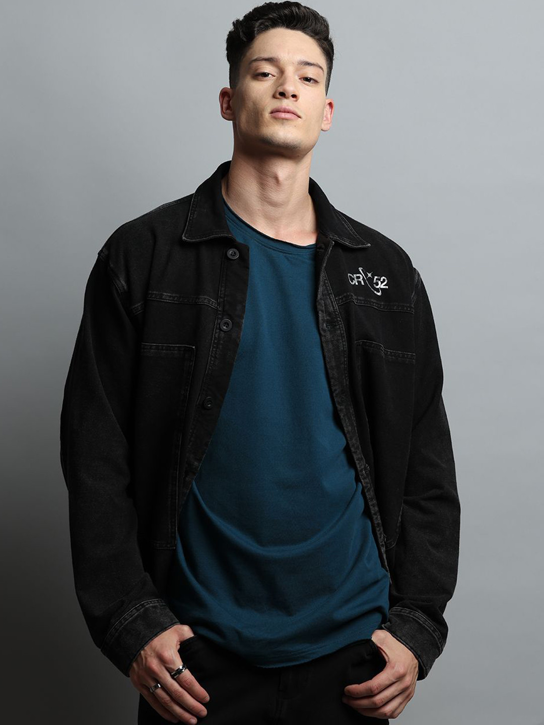 Crocodile Men Typography Printed Windcheater Cotton Biker Jacket
