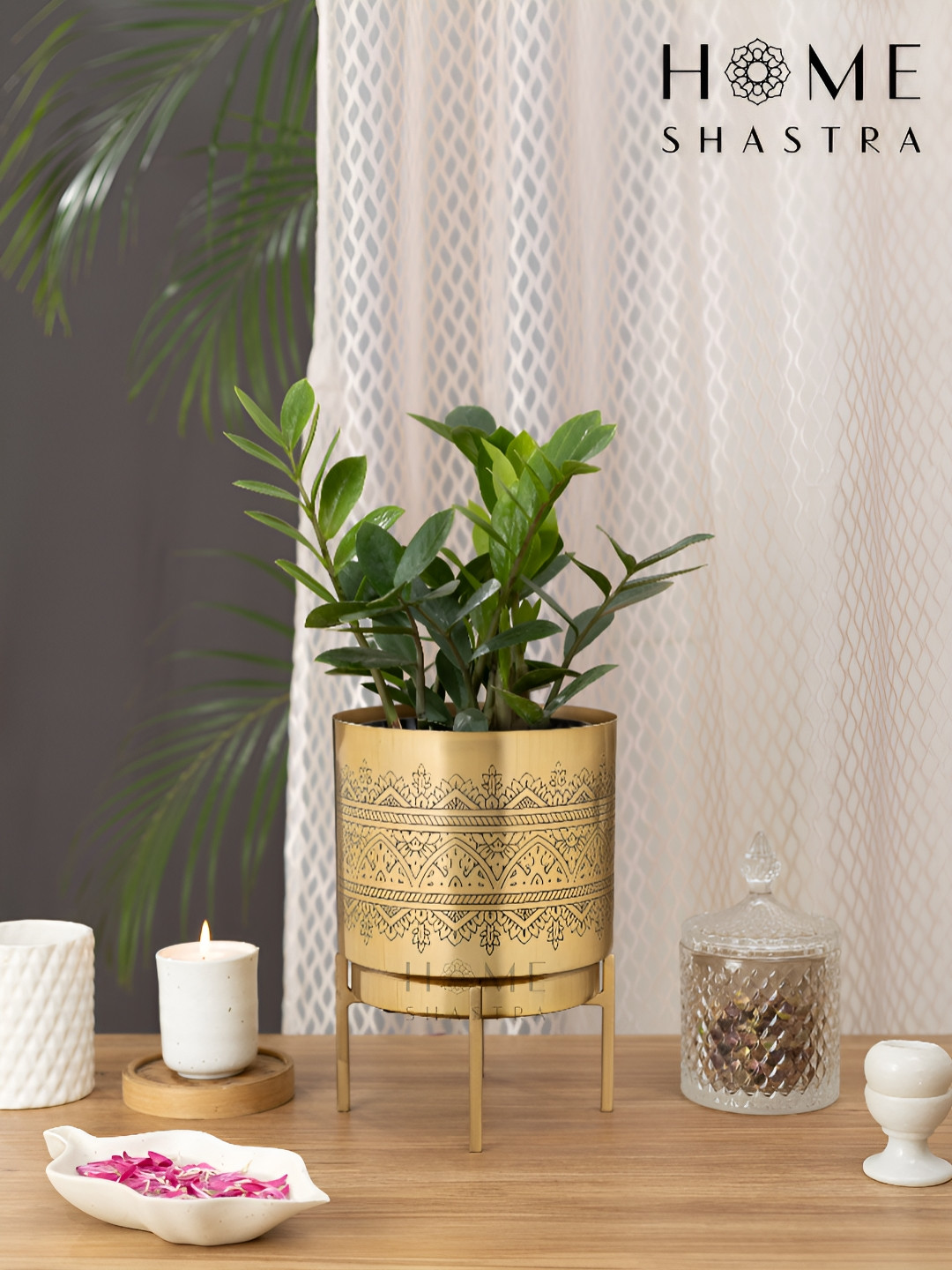 HomeShastra Raaga Intricate Designing Metal Planters With Stand