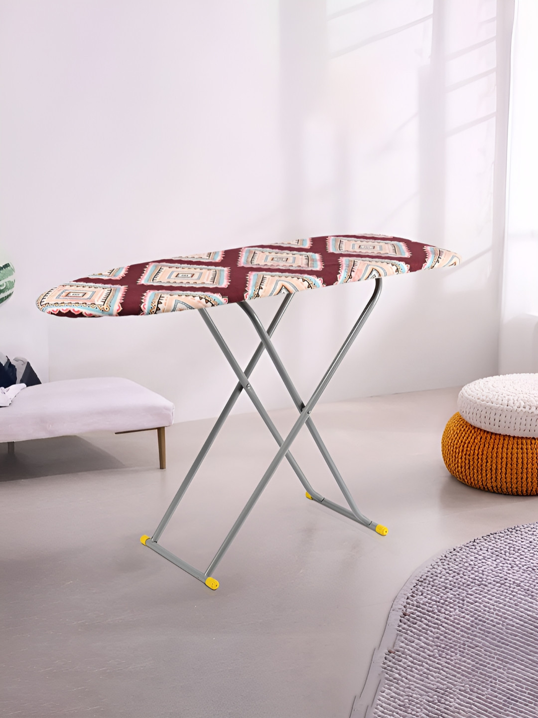 Myntra Elegant Homes Cream-Coloured & Pink Printed Adjustable Ironing mat Organiser