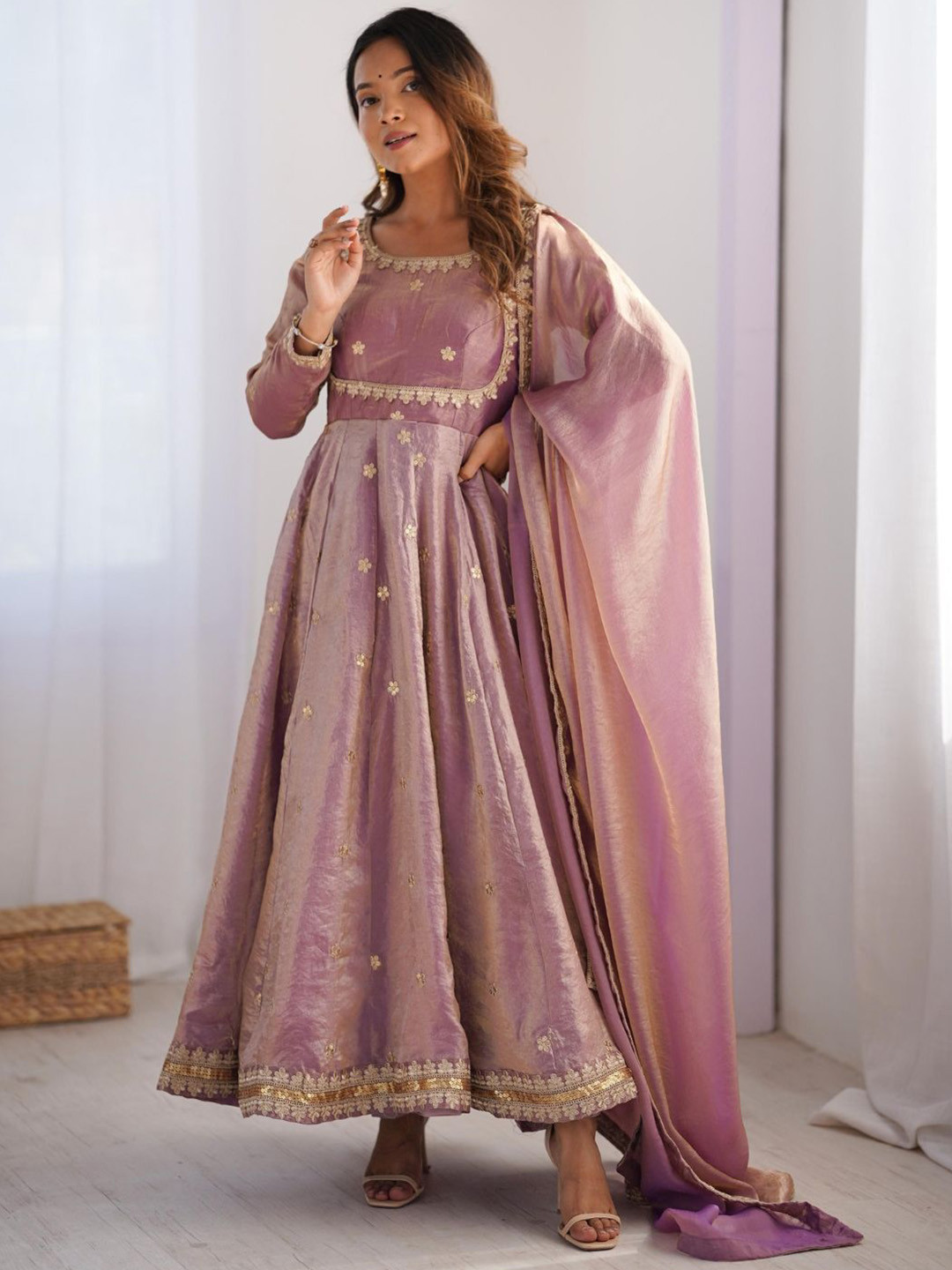 Fusionic Women Solid Embroidered Kurta with Trousers & Dupatta