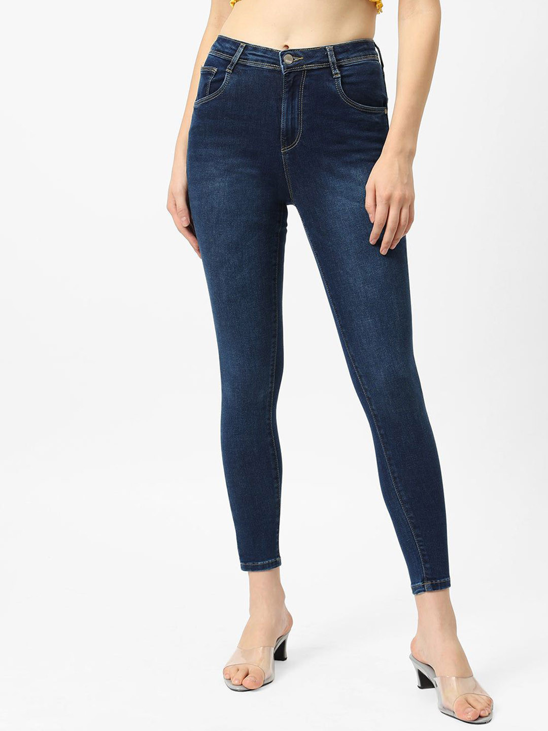 Kraus Jeans Women Skinny Fit High-Rise Light Fade Coton Jeans