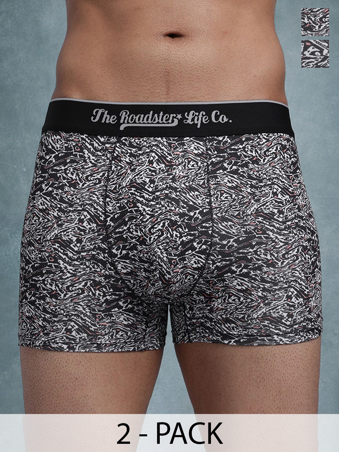 The Roadster Lifestyle Co Pack Of 2 Printed Stretchable Trunks Pack Of 2-PV-Print-RO16-S