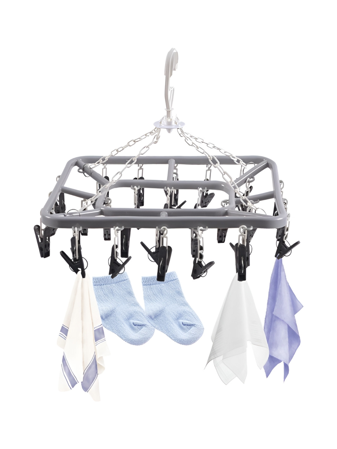 Aura Grey & Black 32 Clips Flying 360 Rotating Cloth Hanger