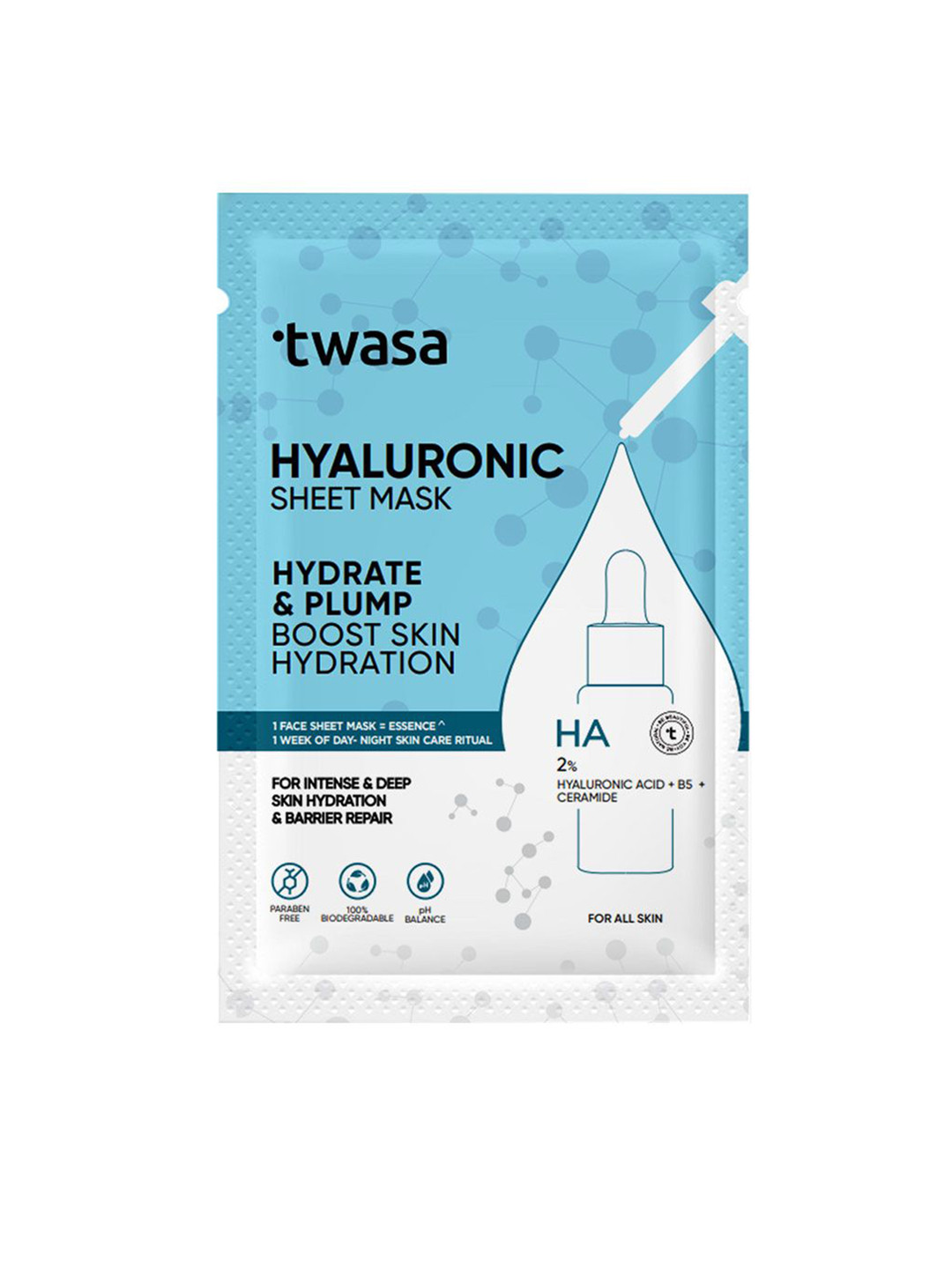 Twasa Hyaluronic Acid Sheet Mask for Glowing Skin & Hydration - 20 g