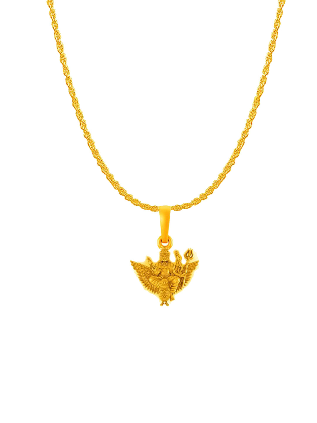 AKSHAT SAPPHIRE Gold-Plated Feather Shaped Shani Dev Pendants with Chains