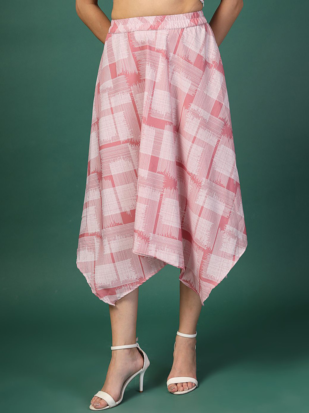 OOMPH! FACTOR Abstract Printed A-Line Midi-Length Skirt