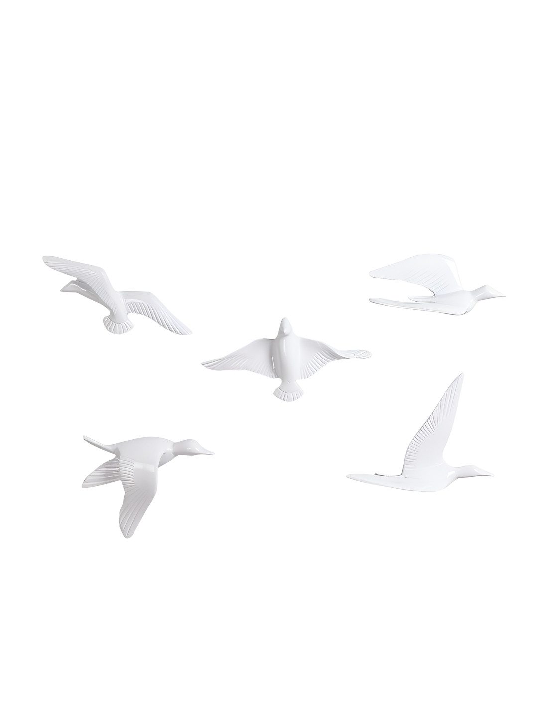 Amaya Decors Bird Aluminium Matte Hanging Hall 5Pcs Wall Hangings-7In