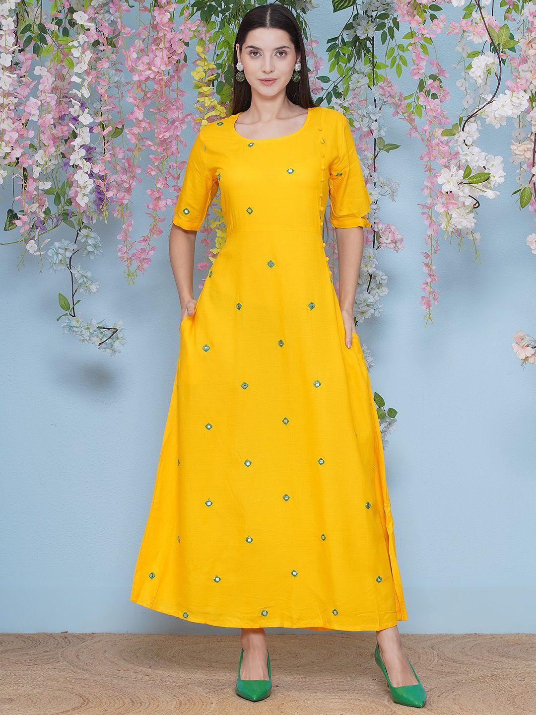 LABEL KASHI Women Geometric Gown Maxi Dress