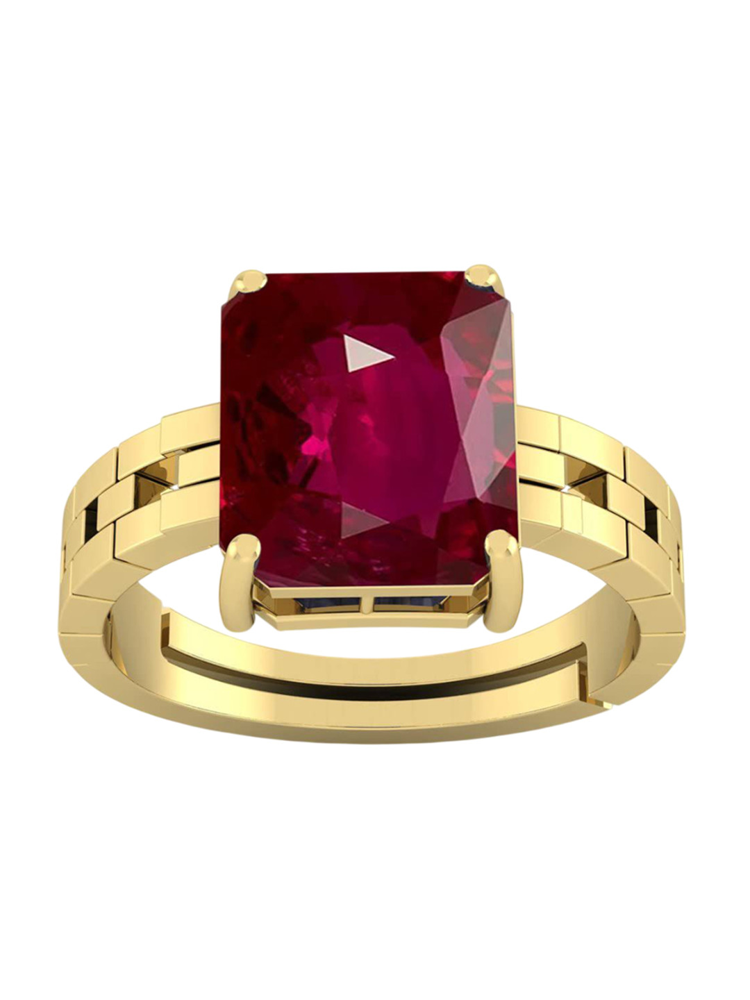 RSPR 11.25 Ratti 10.60 Carat Natural Manikya Stone-Studded Adjustable Finger Ring