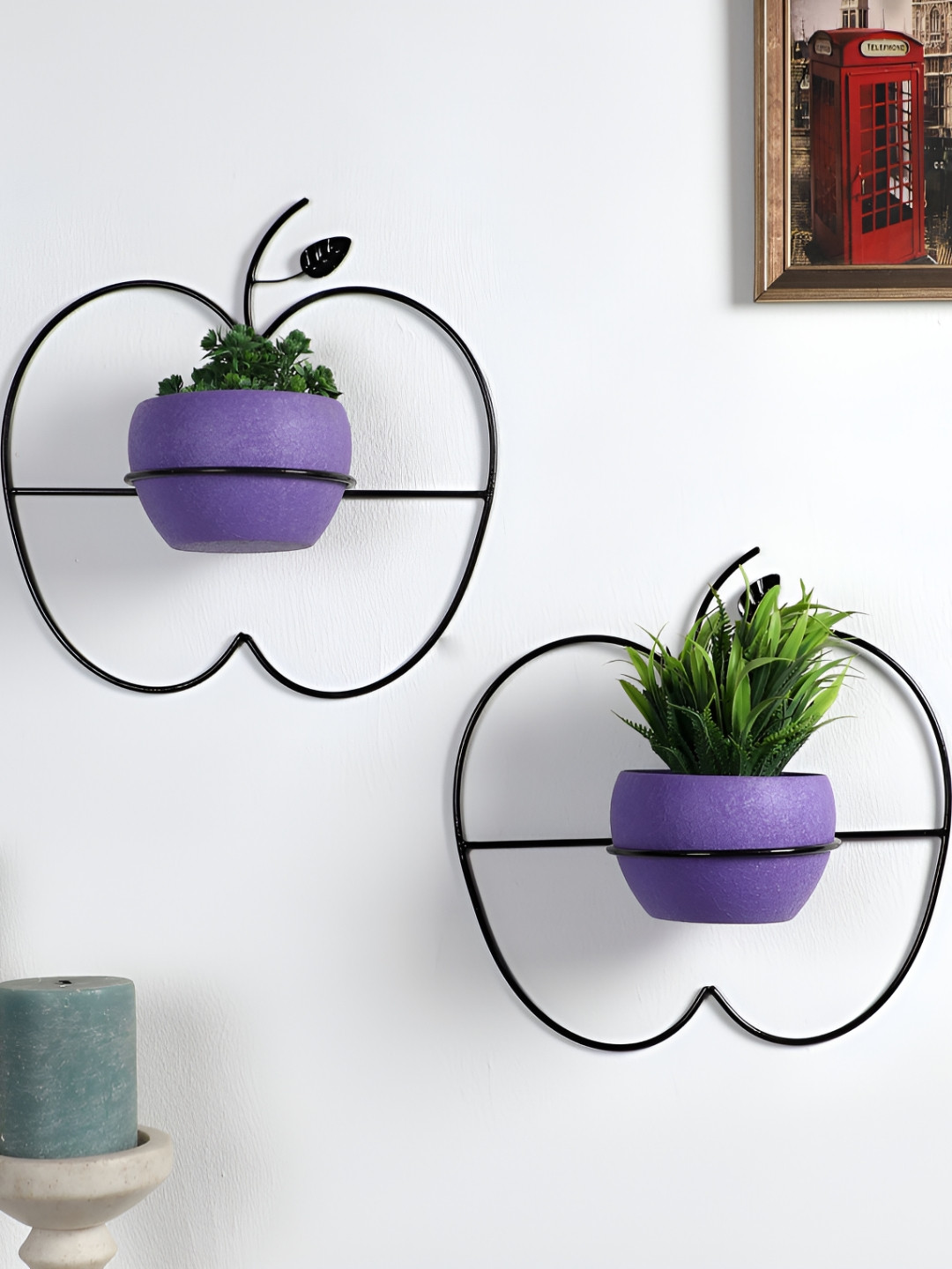 Amaya Decors 2-Pcs Purple Wall Hanging  Apple Planter