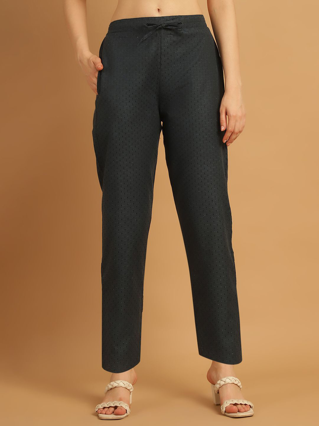 CORSICA Women Self Design Tailored Trousers
