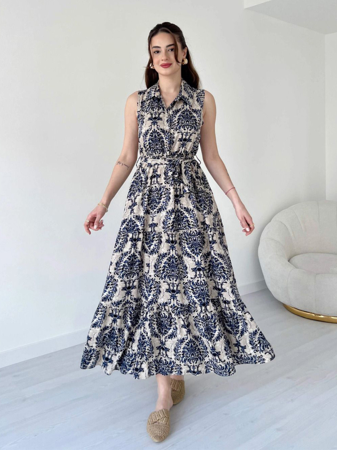 R RANAK CREATION Women Print Fit & Flare Midi Dress