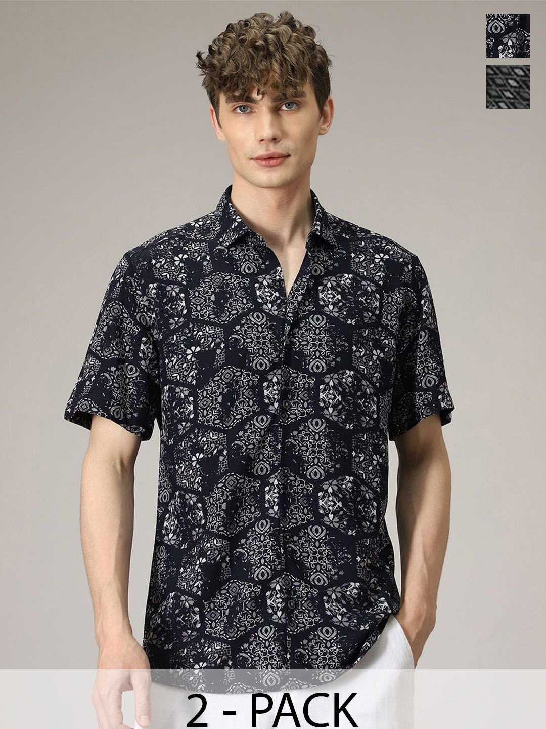 TIGER SNAKE Pack Of 2 Abstract Printed Comfort Fit Casual Shirts