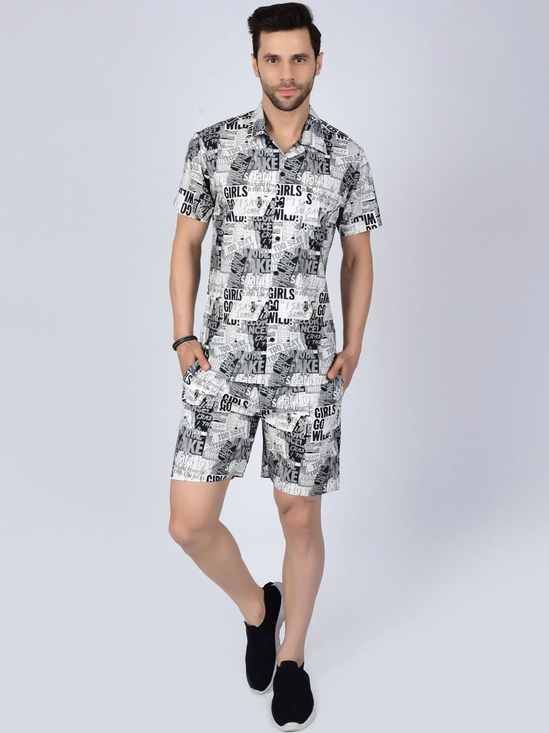 Heed Attentive Printed Pure Cotton Shirt With Shorts Co-Ords
