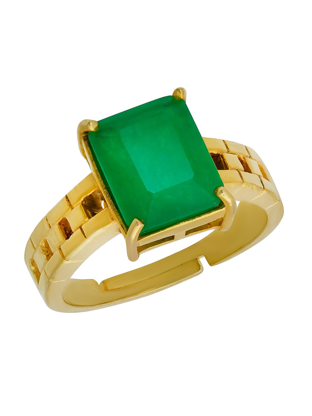 RSPR 3.25 Ratti Panna Emerald Studded Adjustable Ring