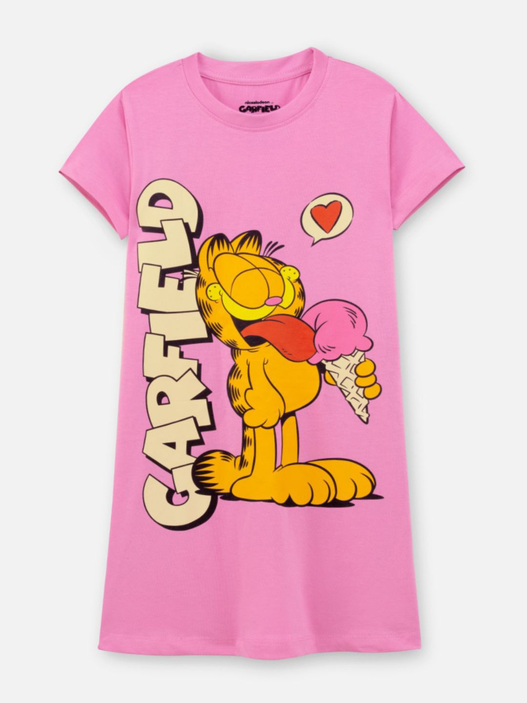 Nap Chief Girls Garfield Icecream Printed Pure Cotton T-shirt Dress