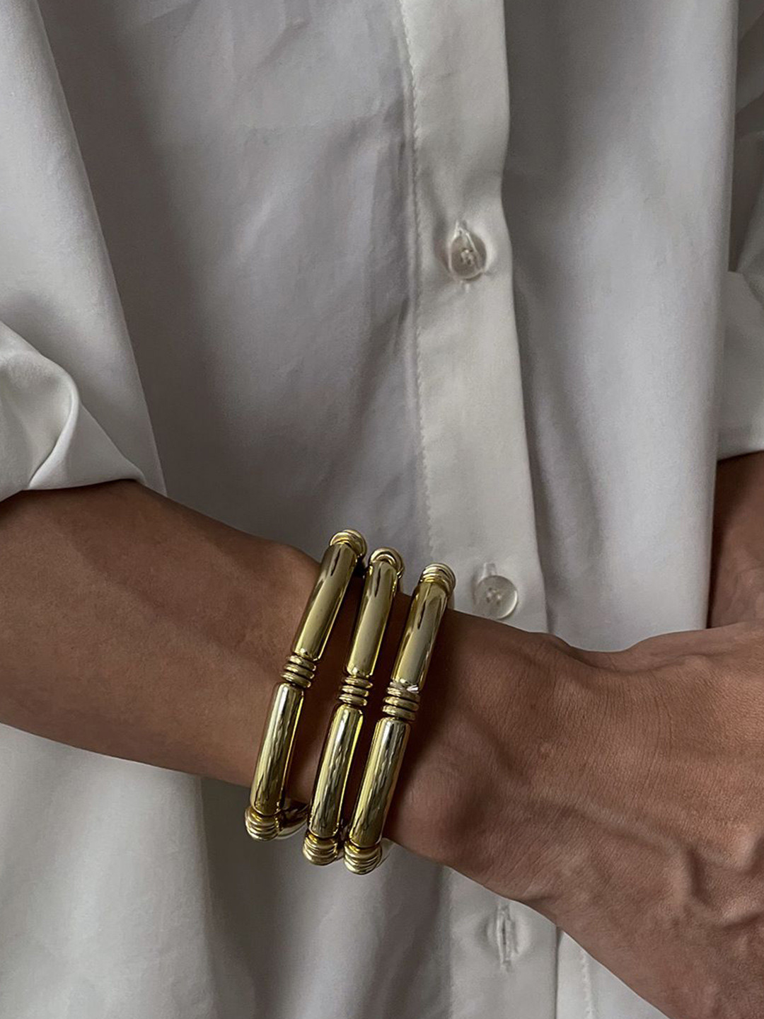 StyleCast x Revolte Men Gold-Plated Kada Bracelet