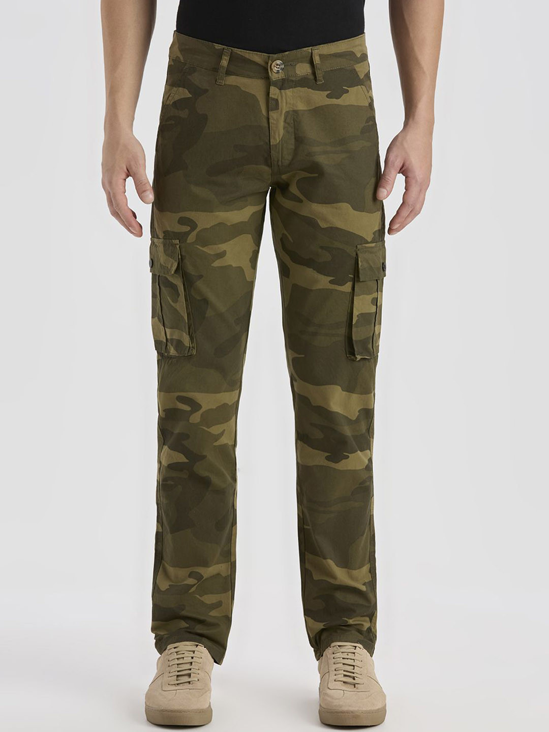 ROCKING SWAMY Men Camouflage Straight Fit Mid-Rise Cotton Cargos