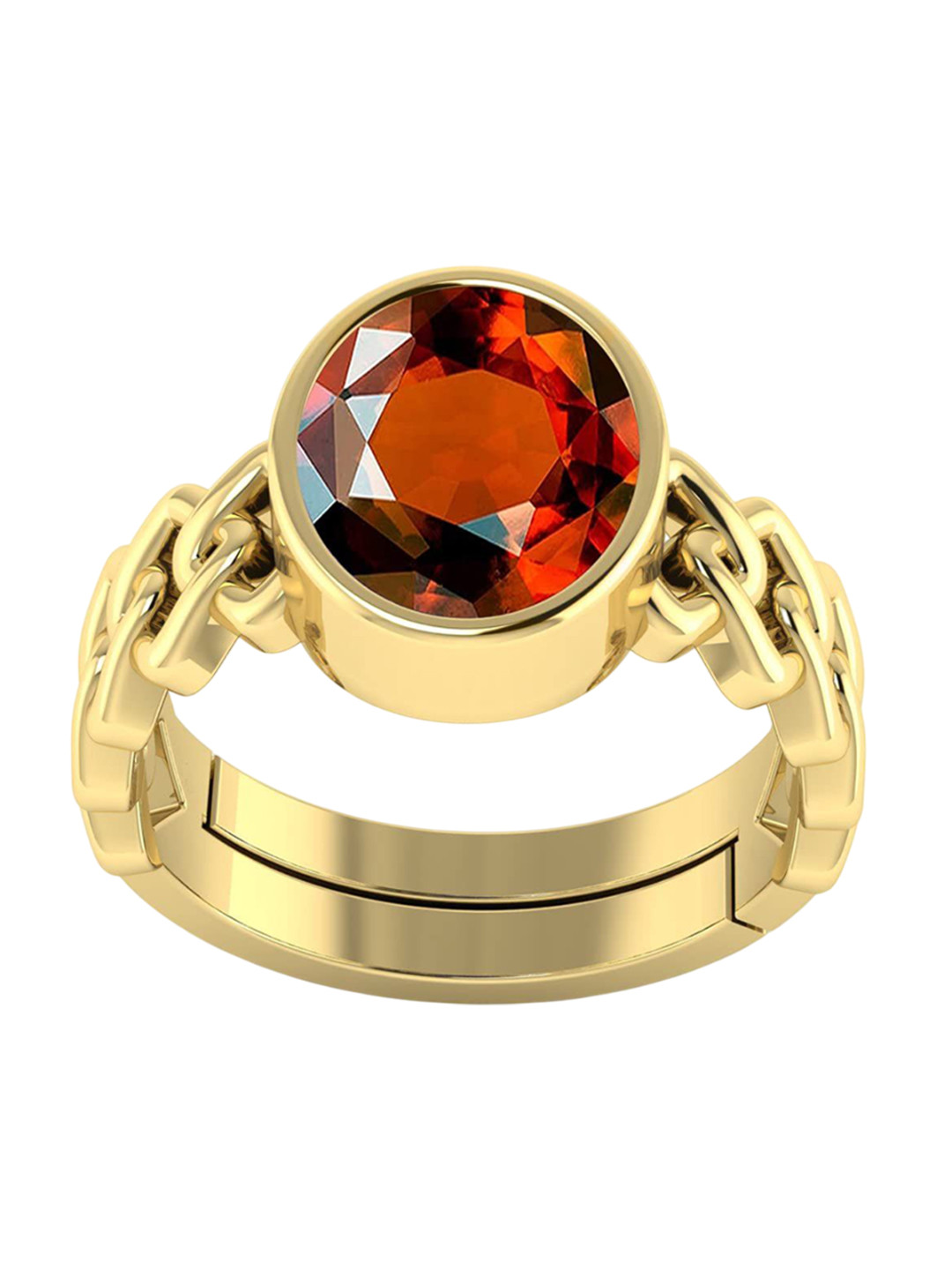 RSPR 14.25 Ratti Gomed Hessonite Ring Original Stone Panchdhatu Adjustable Finger Ring