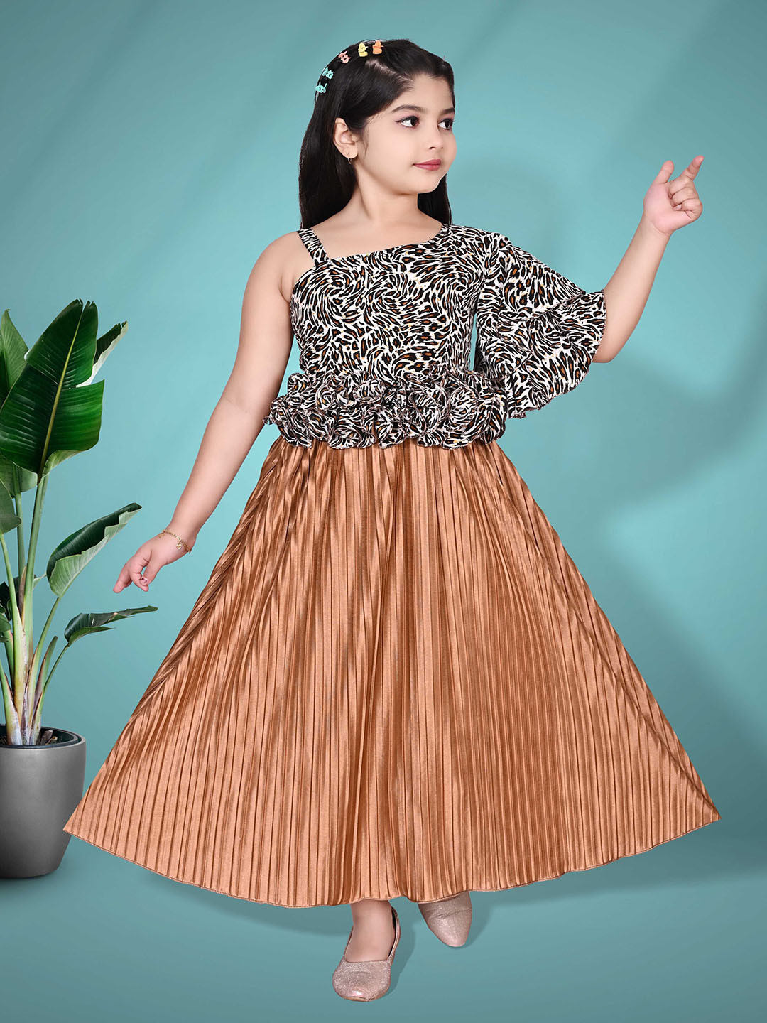 Miss & Chief Women Animal Print Fit and Flare Maxi Dress