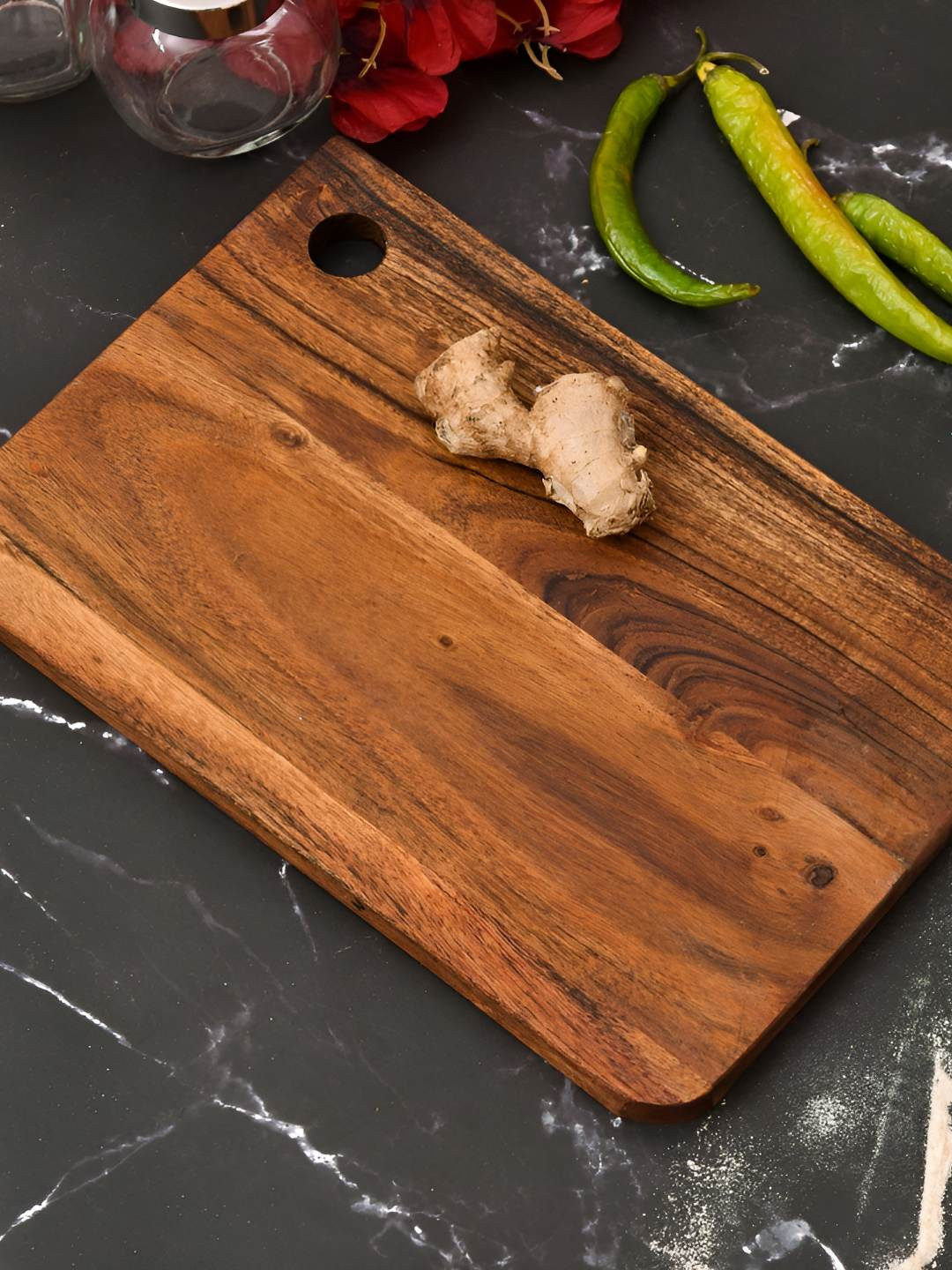 Myntra Elegant Homes Brown Conner Hole Wooden Chopping Board