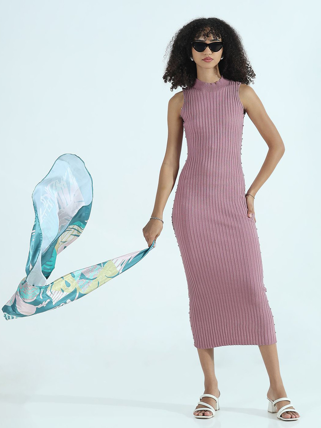 SHOWOFF Edition Women Ribbed Mock Neck Jumper Dress