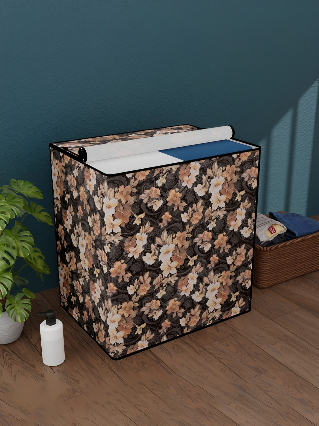 Myntra Elegant Homes Brown & Beige Printed Waterproof Washing Machine Cover With Zip