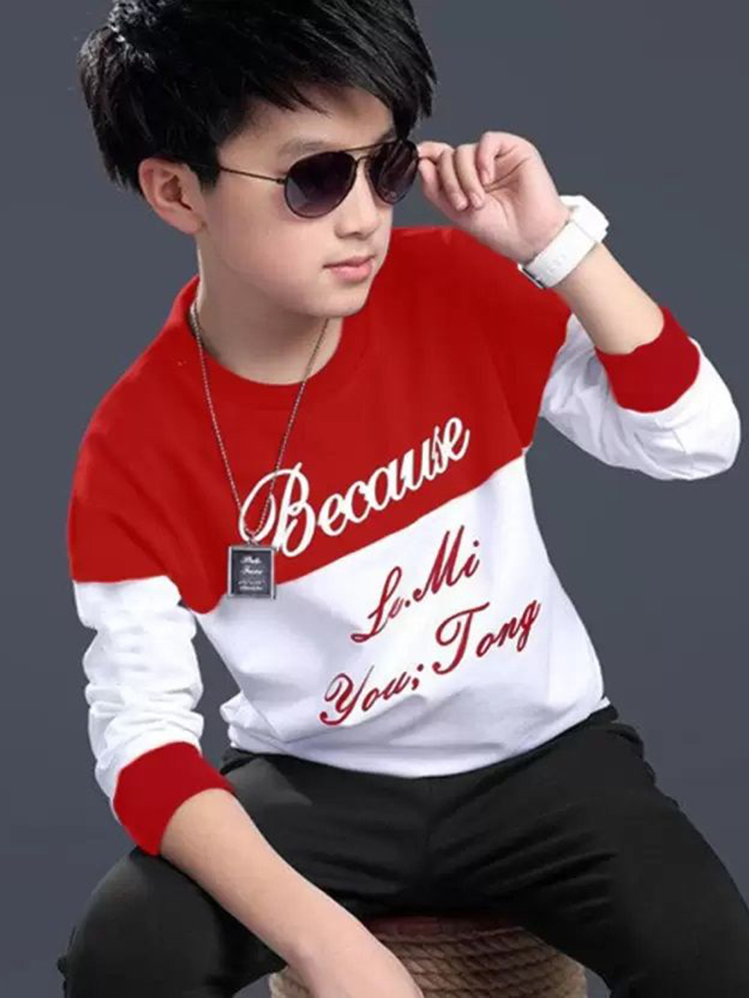 ATLANS Boys Typography Printed Round Neck Cotton Regular Fit T-shirt