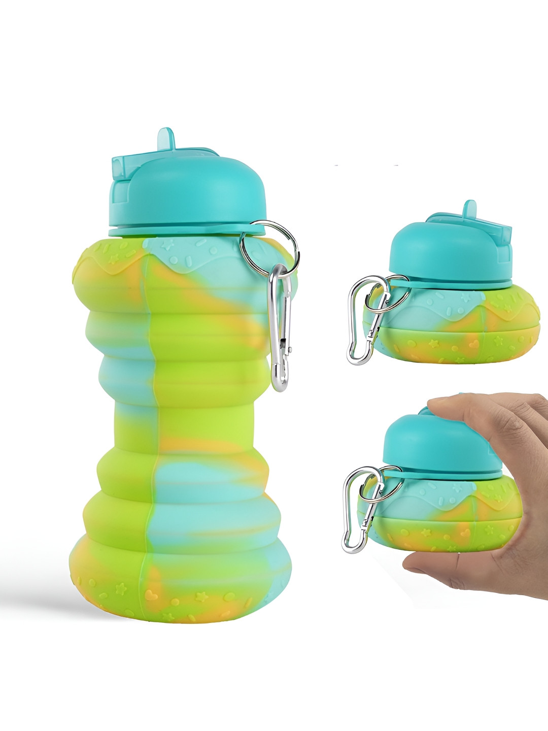 Aura Green Colourblocked Plastic Smart Vacuum 3 Piece Water Bottle - 600ml