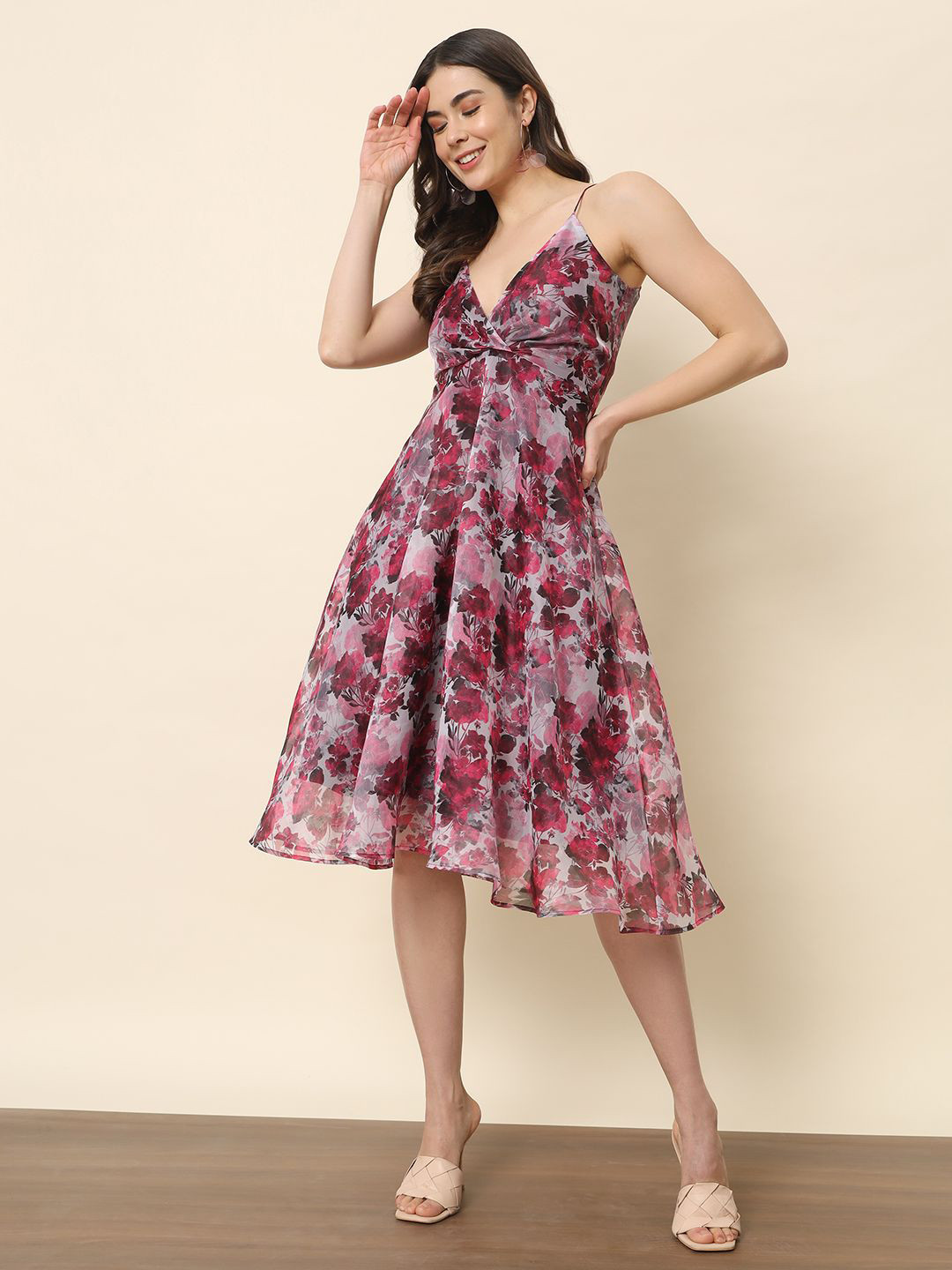 CORSICA Fairy Women Floral Printed Shoulder Straps Fit & Flare Dress