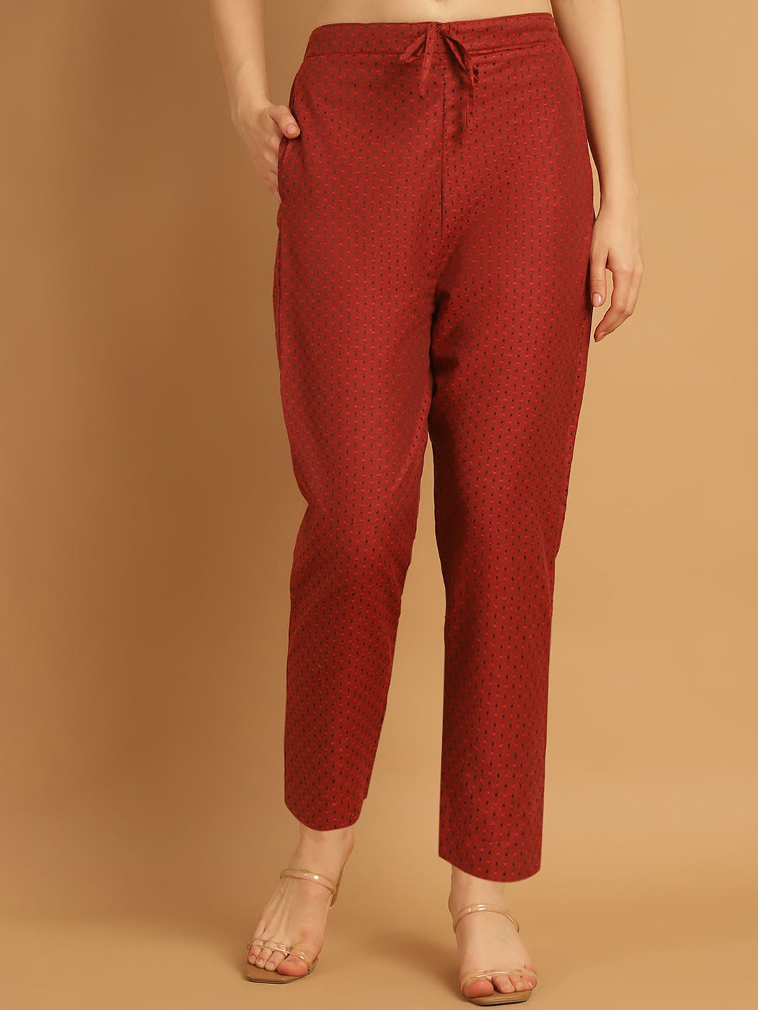 CORSICA Women Self Design Textured Tailored Trousers